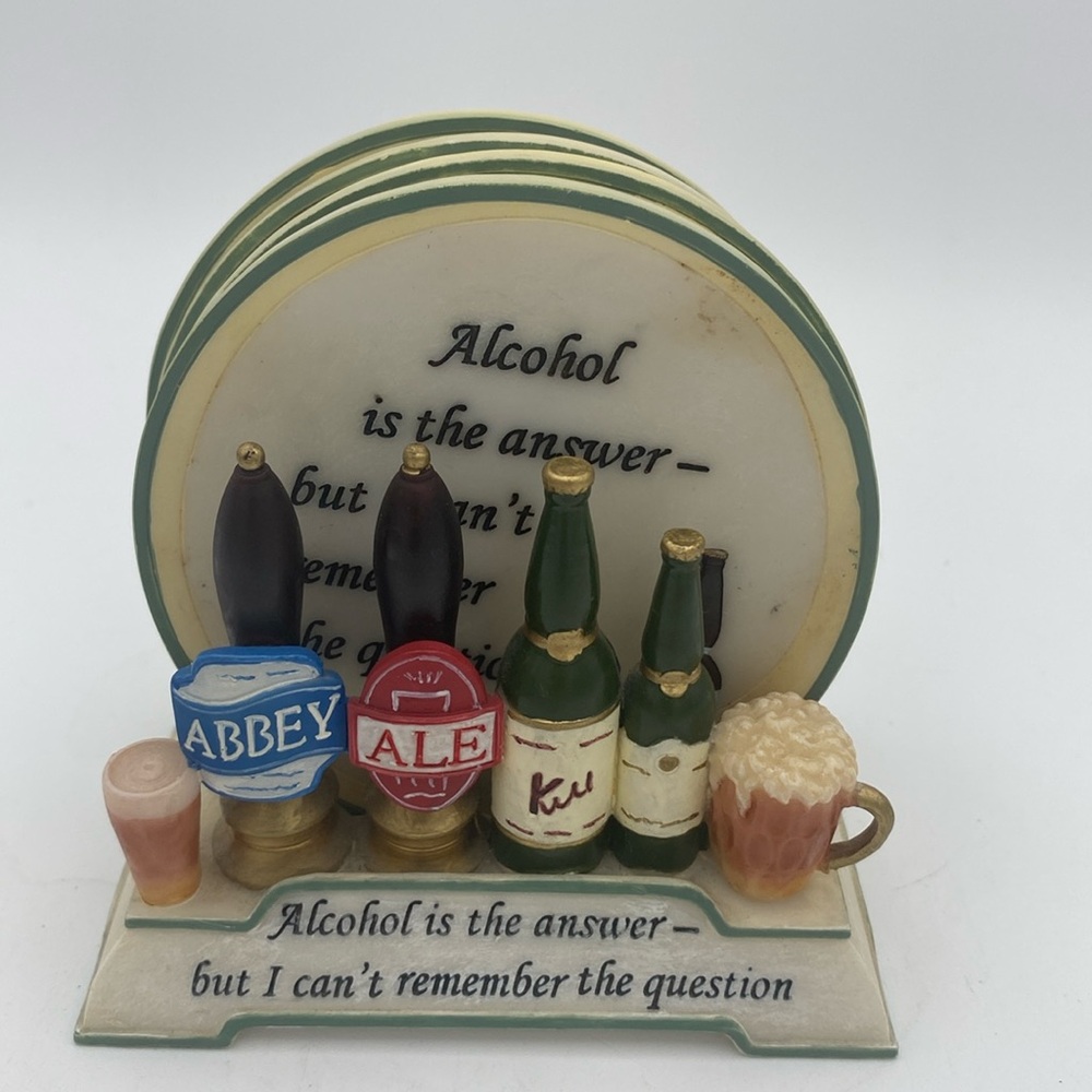 Alcohol is the answer forgot the question 4 coasters man cave bar accessories
